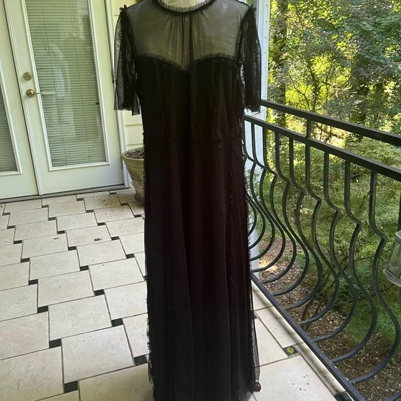 Boden Black Flutter Sleeve Maxi Gown. Size 14R. NWT. - Picture 1 of 11